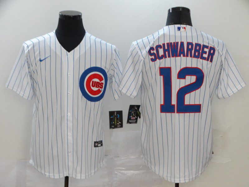 Men Chicago Cubs #12 Schwarber White Game Nike MLB Jerseys->los angeles dodgers->MLB Jersey